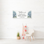 Hydrangea Blue Flowers Rustiek Vrijgezellenfeest Spandoek (Insitu)