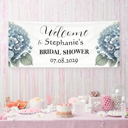 Hydrangea Blue Flowers Rustiek Vrijgezellenfeest Spandoek (Feest)