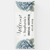 Hydrangea Blue Flowers Rustiek Vrijgezellenfeest Spandoek (Verticaal)