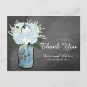 Hydrangea Blue Mason Jar Chalkboard | Dank u Briefkaart (Voorkant)