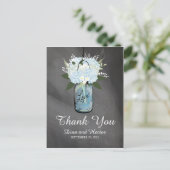 Hydrangea Blue Mason Jar Chalkboard | Dank u Briefkaart (Staand voorkant)