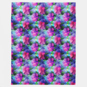 Hydrangea Blue Pink Floral Fleece Blanket (Voorkant)