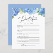 Hydrangea Blue Prediction voor Baby shower Spellet (Voorkant / Achterkant)