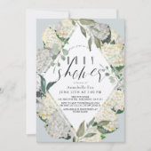 Hydrangea Blue Rhonbus Baby shower Kaart (Voorkant)