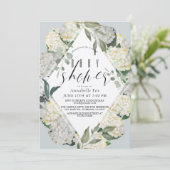 Hydrangea Blue Rhonbus Virtual Baby shower Kaart (Staand voorkant)