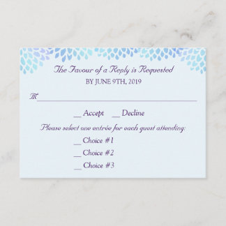 Hydrangea Blue Wedding Response RSVP 3 Entrees