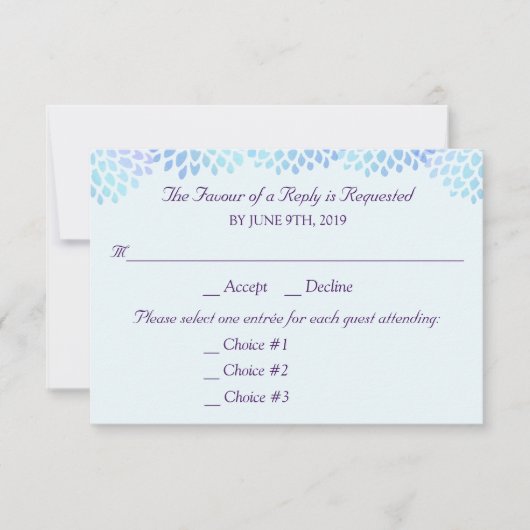 Hydrangea Blue Wedding Response RSVP 3 Entrees (Voorkant)