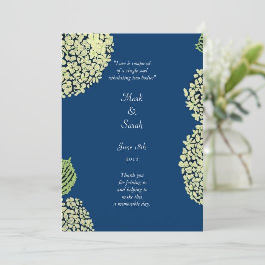Hydrangea Blueberry Wedding Programme Programmakaart (Staand voorkant)