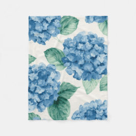 Hydrangea Blues Bloemenschildering in Waterverf Bl Fleece Deken