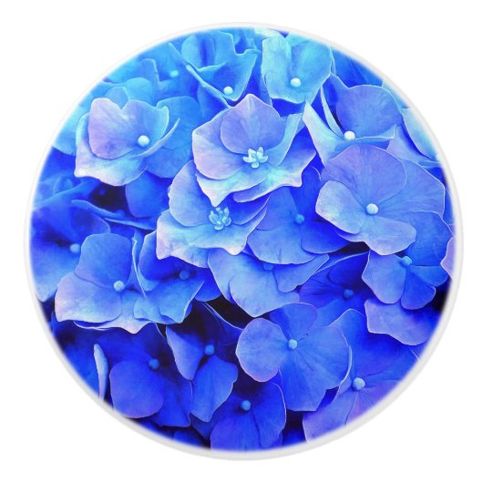 Hydrangea Blues Keramische Knop (Voorkant)