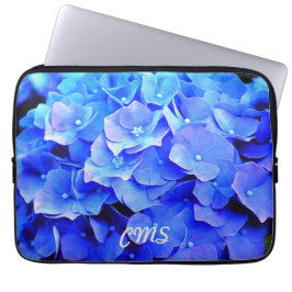 Hydrangea Blues Personalized Laptop Sleeve