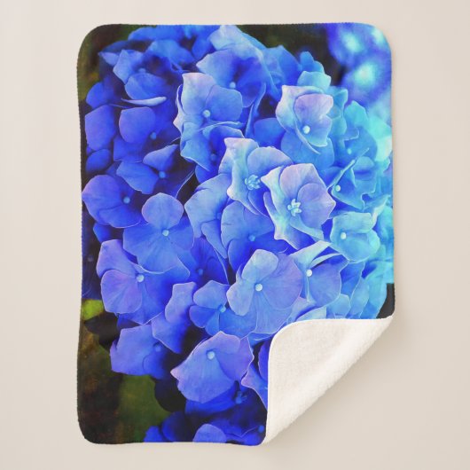 Hydrangea Blues Sherpa Deken (Voorkant)
