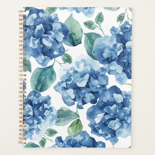 Hydrangea Blues | Watercolor Bloemen Bloem Patroon Planner (Voorkant)