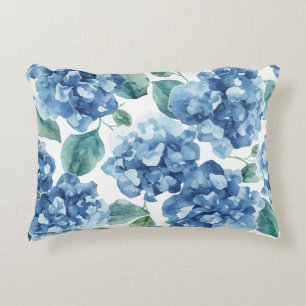 Hydrangea Blues   Waterverf Bloemen Bloem Patroon Accent Kussen
