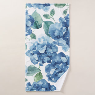 Hydrangea Blues Waterverf Bloemen Bloem Patroon Badhanddoek