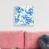 Hydrangea Blues | Waterverf Bloemen Bloem Patroon Canvas Afdruk (Insitu (Woonkamer))