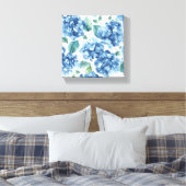 Hydrangea Blues | Waterverf Bloemen Bloem Patroon Canvas Afdruk (Insitu (Slaapkamer))
