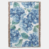 Hydrangea Blues | Waterverf Bloemen Bloem Patroon Deken (Voorkant Verticaal)