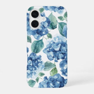 Hydrangea Blues   Waterverf Bloemen Bloem Patroon iPhone 16 Hoesje