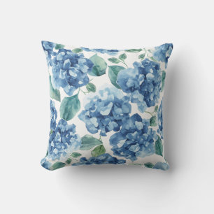 Hydrangea Blues   Waterverf Bloemen Bloem Patroon Kussen