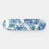 Hydrangea Blues | Waterverf Bloemen Bloem Patroon Persoonlijk Skateboard (Horizontaal)