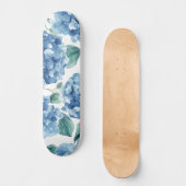 Hydrangea Blues | Waterverf Bloemen Bloem Patroon Persoonlijk Skateboard (Voorkant)