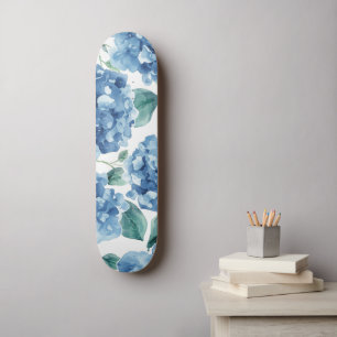 Hydrangea Blues Waterverf Bloemen Bloem Patroon Persoonlijk Skateboard