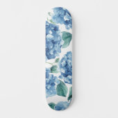 Hydrangea Blues | Waterverf Bloemen Bloem Patroon Persoonlijk Skateboard (Voorkant)