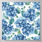 Hydrangea Blues | Waterverf Bloemen Bloem Patroon Poster (Voorkant)