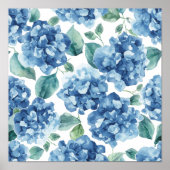 Hydrangea Blues | Waterverf Bloemen Bloem Patroon Poster (Voorkant)