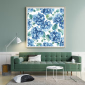 Hydrangea Blues | Waterverf Bloemen Bloem Patroon Poster