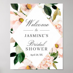 Hydrangea Blush Pink Floral Vrijgezellenfeest Sign Poster