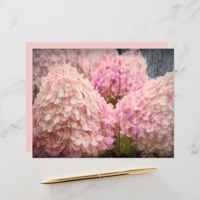 Hydrangea  Blush Pink Floral Wood Decoupage (Voorkant / Achterkant in situ)