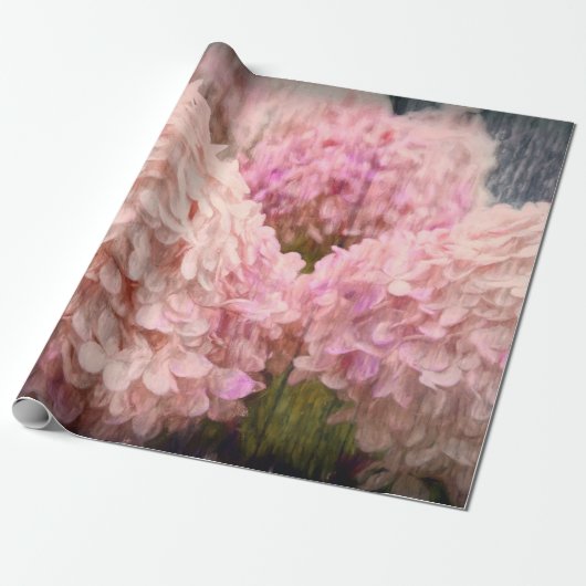 Hydrangea Blush Pink Floral Wood Decoupage Cadeaupapier (Uitgerold)