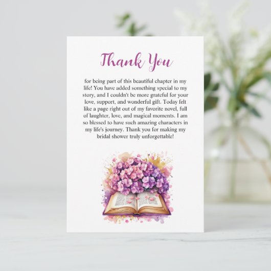 Hydrangea Boek Thema Bedankkaart Kaart (Staand voorkant)