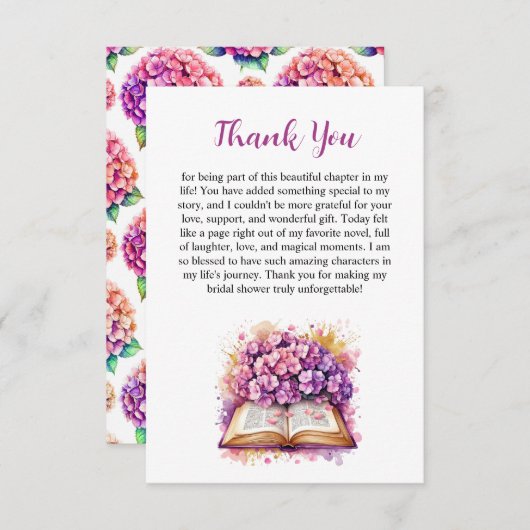 Hydrangea Boek Thema Bedankkaart Kaart (Voorkant / Achterkant)