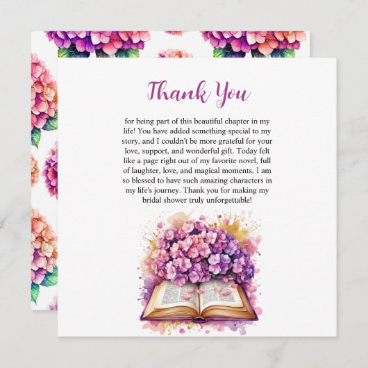 Hydrangea Boek Thema Dankkaart Bedankkaart (Voorkant / Achterkant)