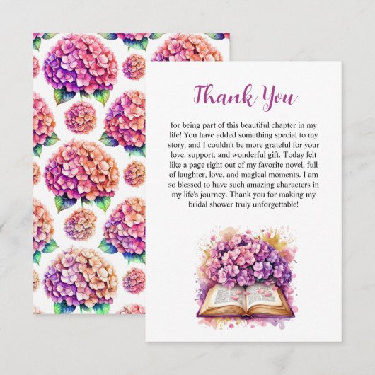 Hydrangea Boek Thema Dankkaart Kaart (Voorkant / Achterkant)