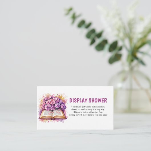 Hydrangea Boek Thema Display Douche Informatiekaartje (Staand voorkant)