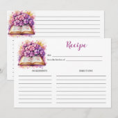 Hydrangea Boek Thema Elegante Receptkaart Kaart (Voorkant / Achterkant)