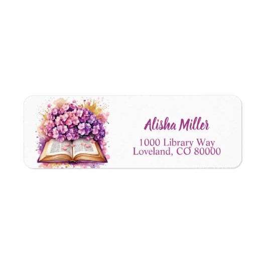Hydrangea Boek Thema Retouradres Label (Voorkant)