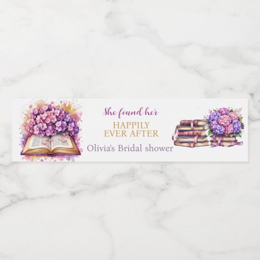 Hydrangea Boek Thema Waterfles Etiket (Enkel label)