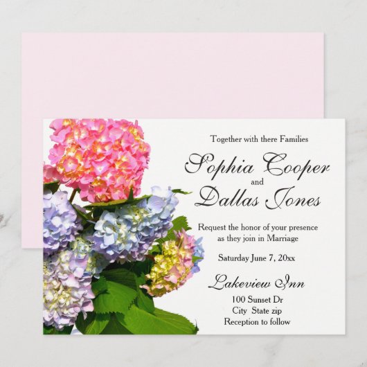 Hydrangea boeket bruiloft collectie bruiloft kaart (Voorkant / Achterkant)
