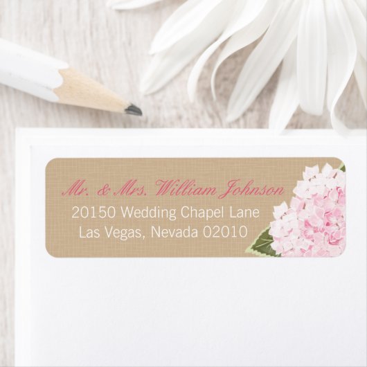 Hydrangea Boeket Bruiloft Label (Insitu)