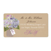 Hydrangea Boeket Bruiloft Label (Voorkant)