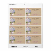 Hydrangea Boeket Bruiloft Label (Full Sheet)