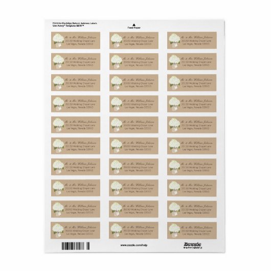 Hydrangea Boeket Bruiloft Label (Full Sheet)