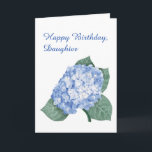 Hydrangea boeket dochter verjaardag kaart<br><div class="desc">Een elegante hortensia bundel siert de voorkant van deze verjaardagskaart. De blauwe hortensia creëer is getekend met pastelkrijt en heeft een delicaat en opvallend ontwerp om uw dochter te eren. De woorden "Happy Birthday, Daughter" staan aan de voorzijde geschreven. De binnenkant bevat een tong-in-wang sentiment dat u kunt behouden of...</div>