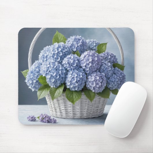 Hydrangea boeket in een mand muismat (Met muis)