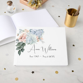 Hydrangea Boeket Op Witte Herdenking Gastenboek